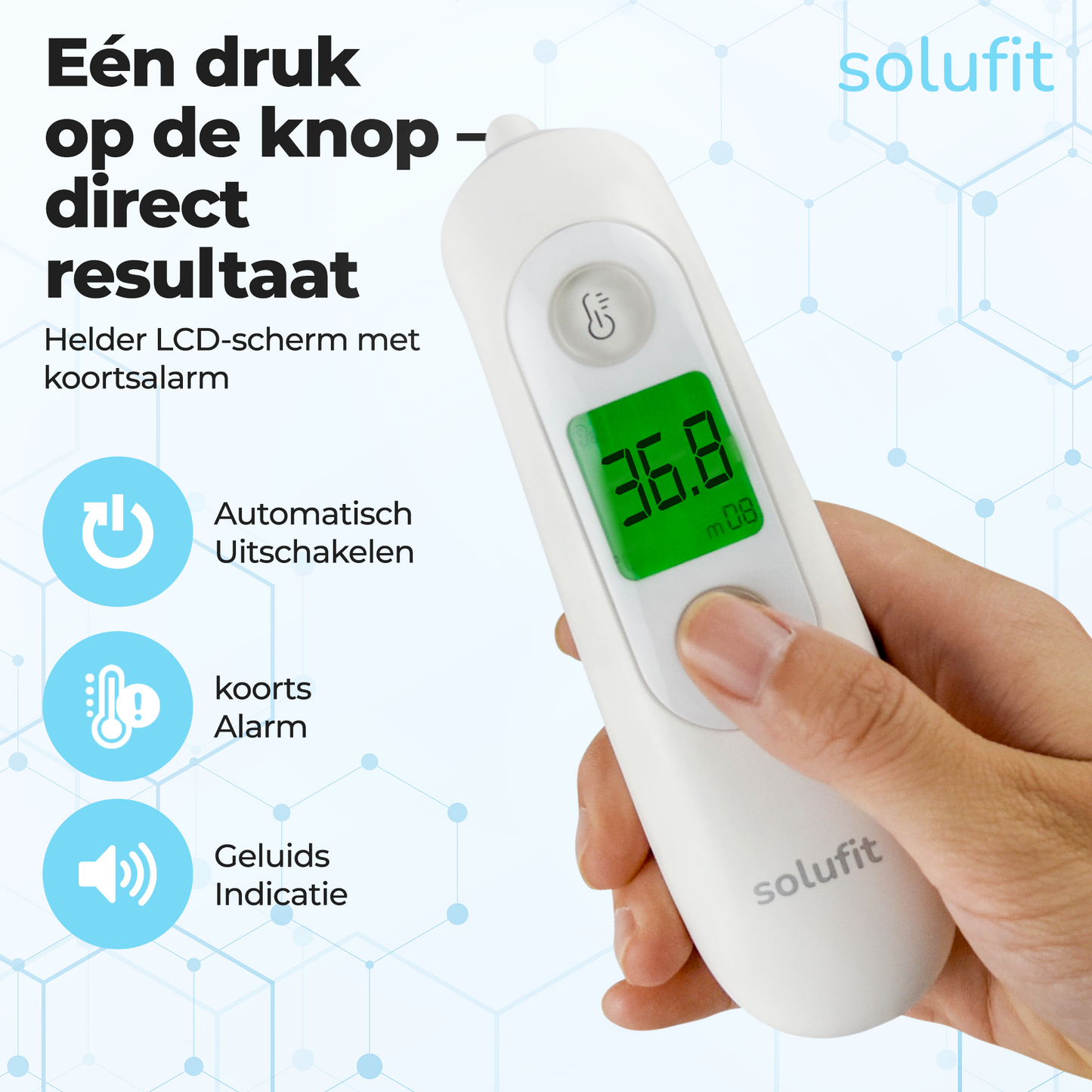 Solufit® 2-in-1 Thermometer- Oorthermometer & Voorhoofd Thermometer